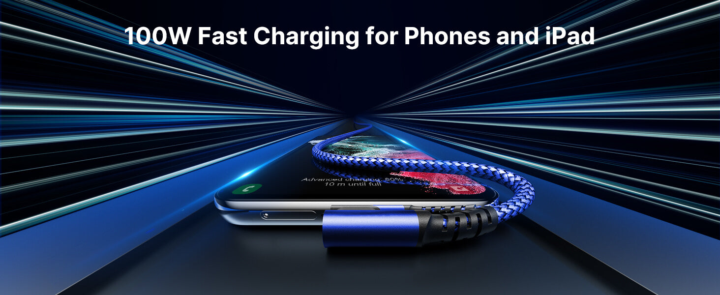 100W 90° USB-C Right Angle Fast Charging Cable