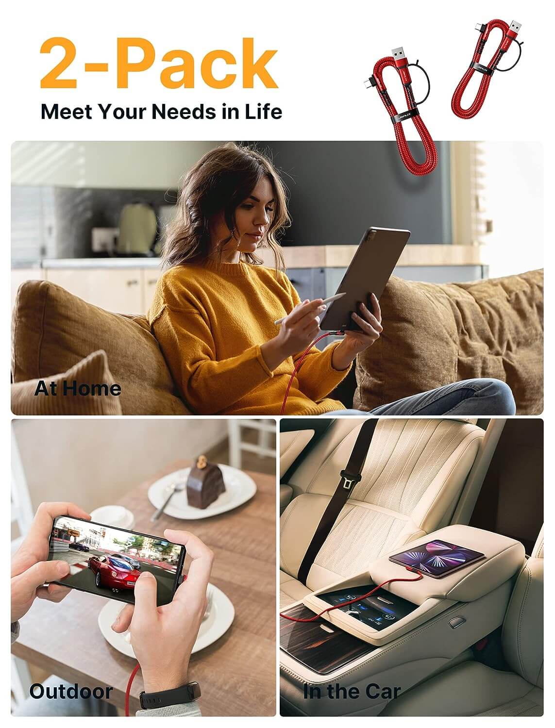 100W USB-C 5A Charging Cable 2 Pack