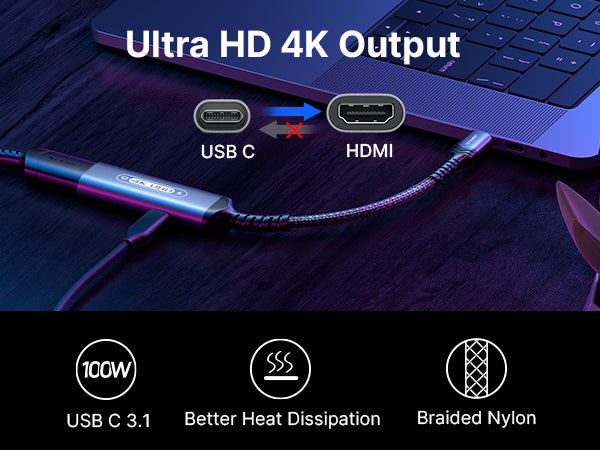 2-in-1 USB-C to 4K@60Hz HDMI Charging Adapter