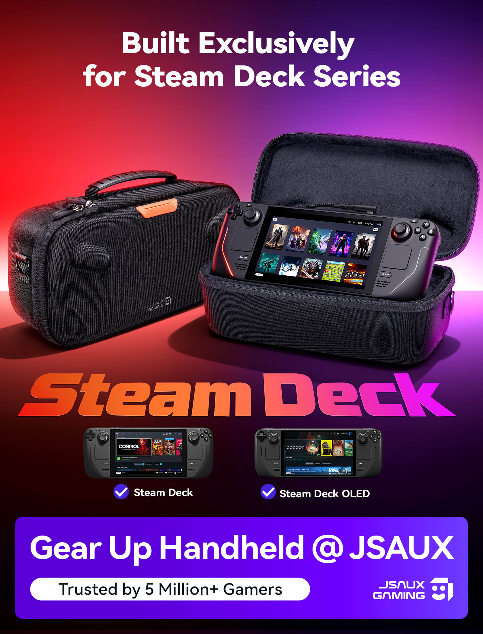 Double-Decker Travel Supply Case for Steam Deck LCD & OLED