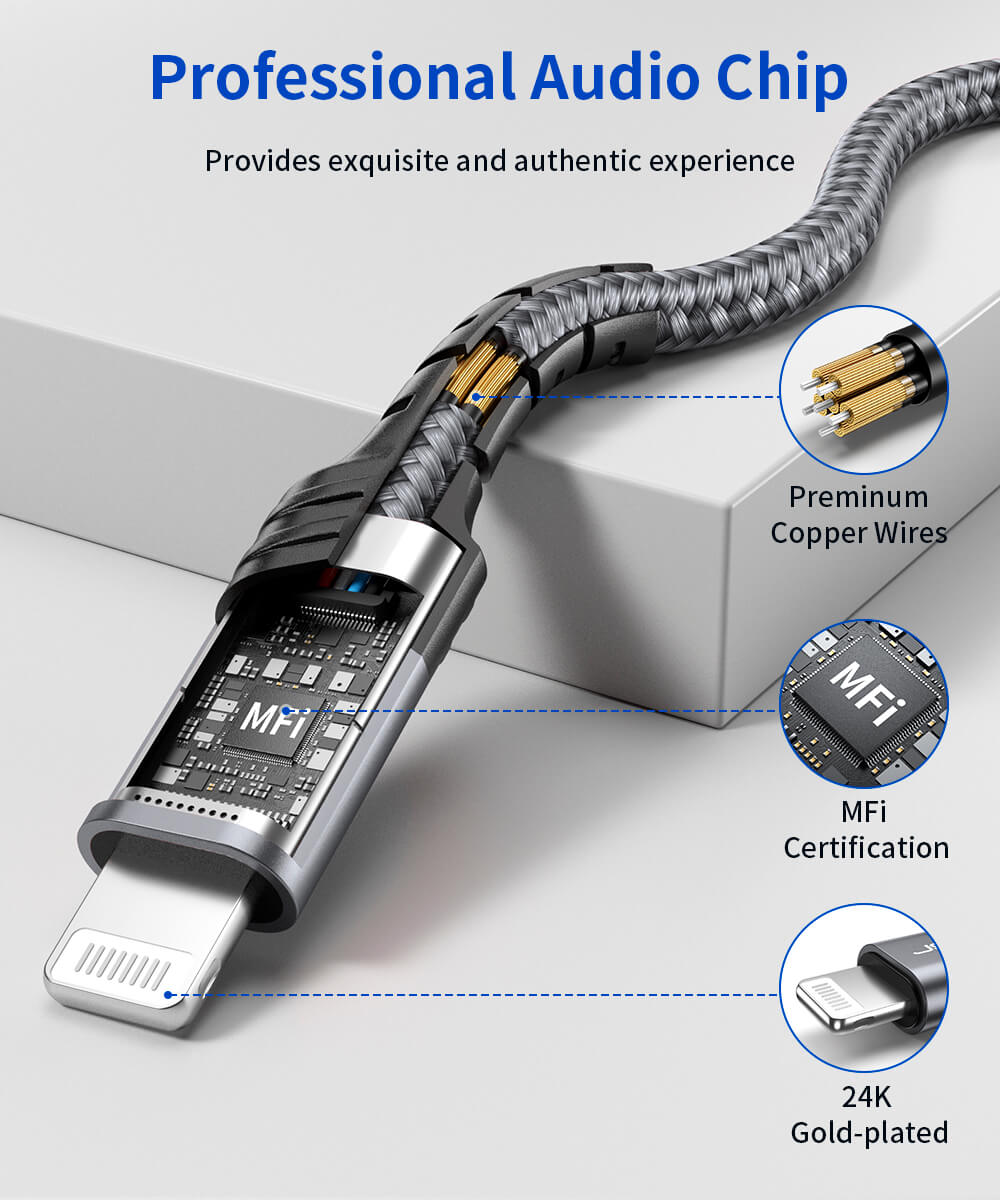 Lightning to 3.5mm Aux Audio Adapter (MFi Certified)