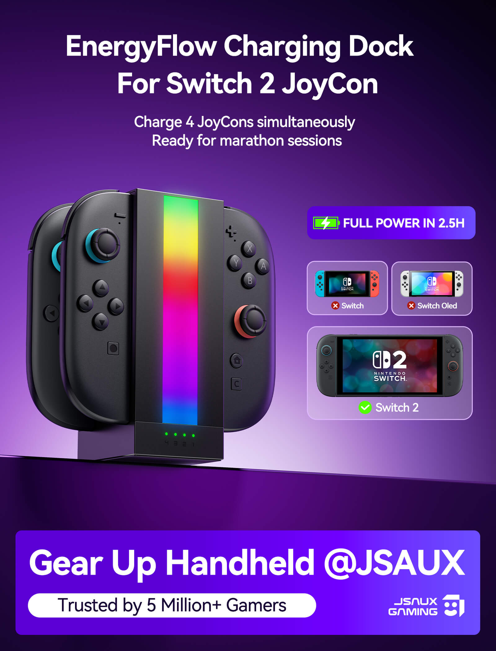 EnergyFlow Joy-Con Charging Dock for Switch 2