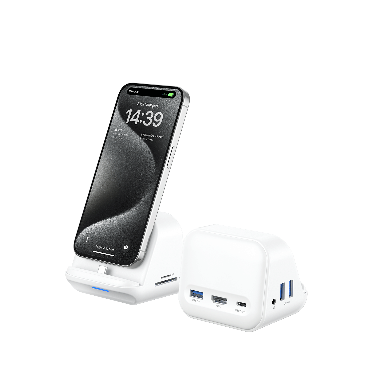 USB-C Docking Station with Phone Holder