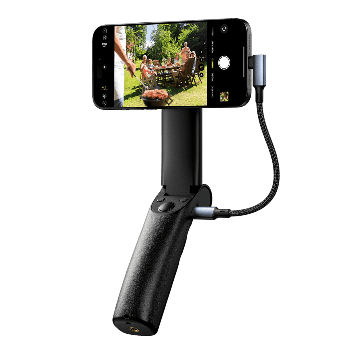 MagSafe camera grip with cooling, SSD storage, and fill light for iPhone Pro series