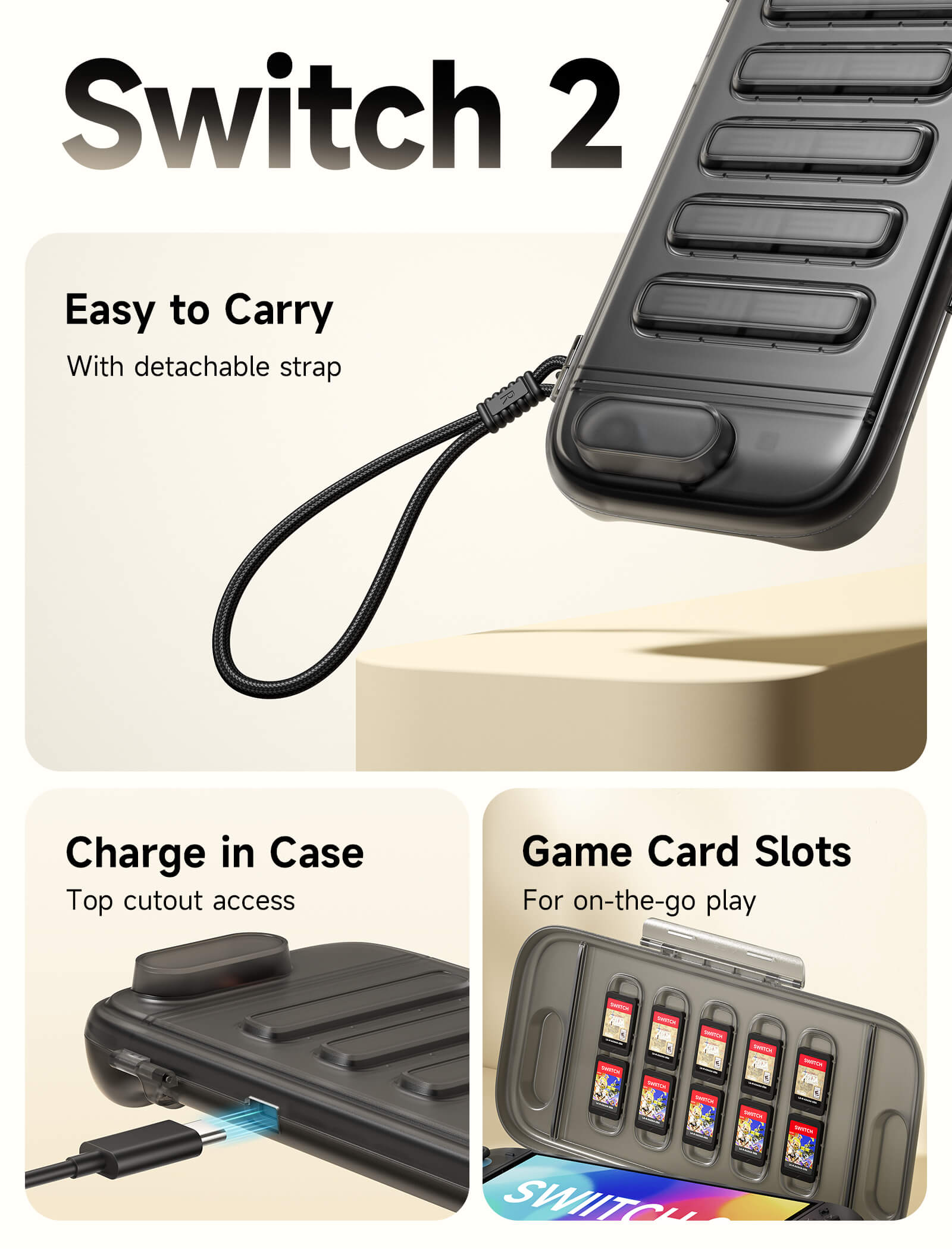 Shock-Absorbent Storage Case for Switch 2