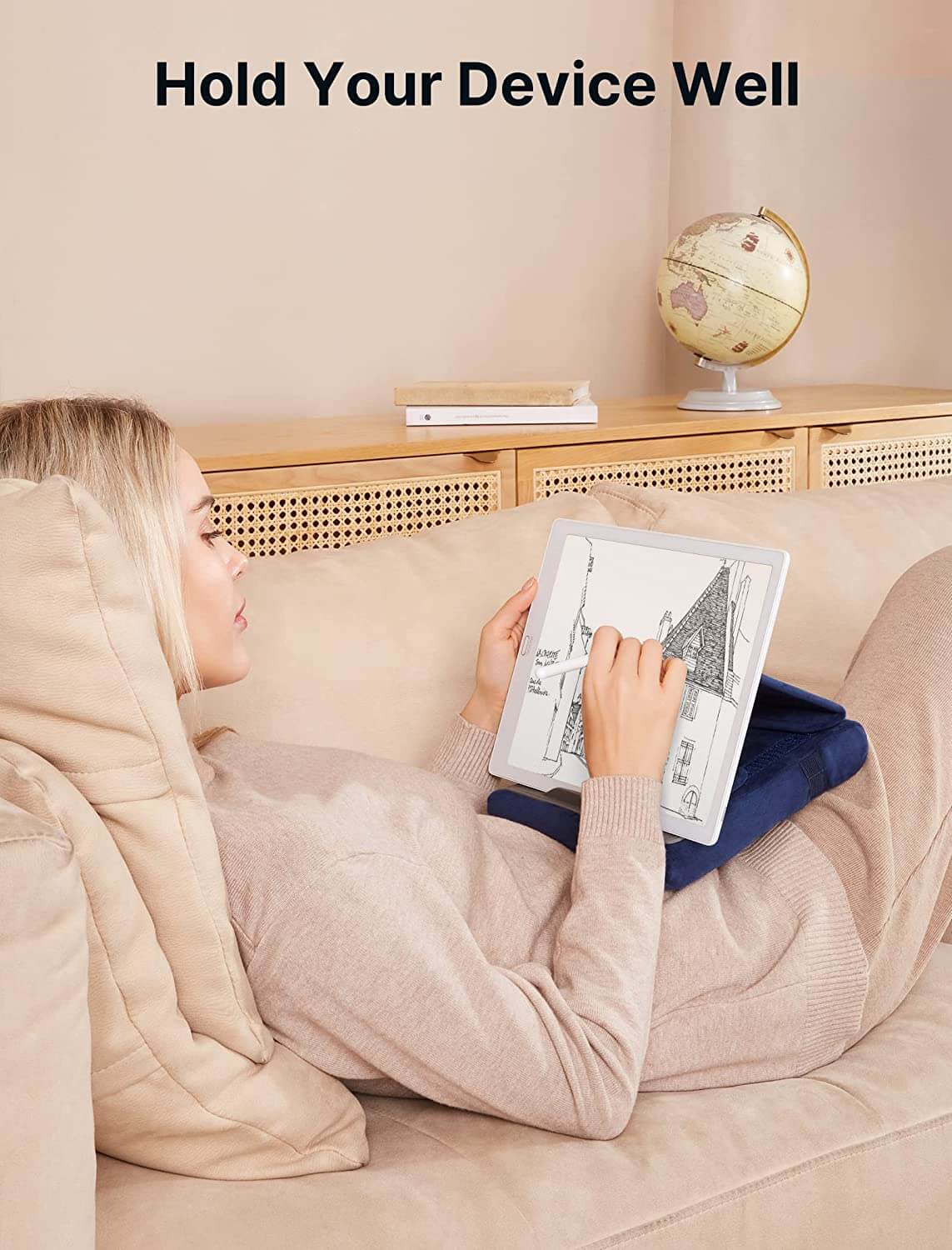 Tablet Pillow Stand#style_navy blue