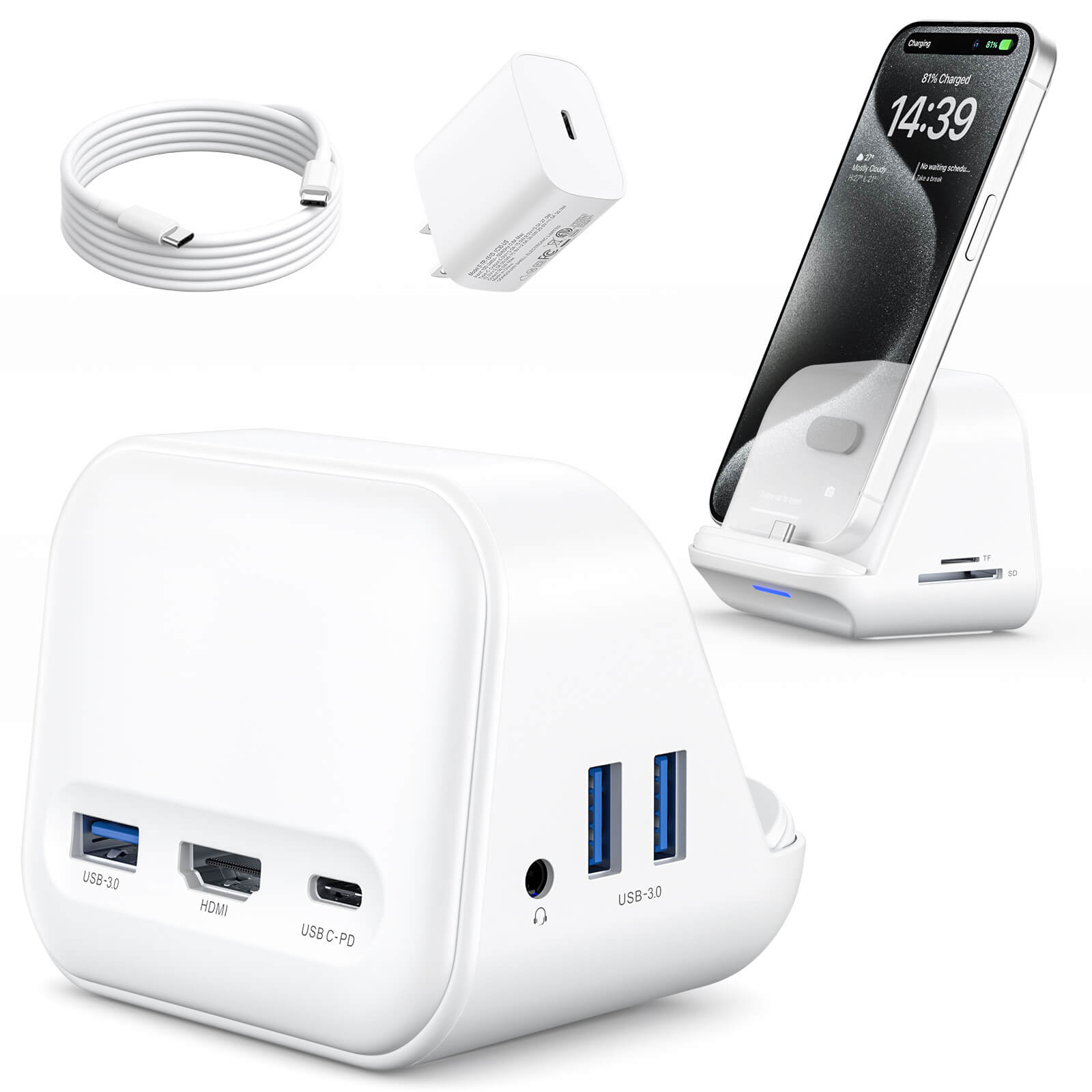 USB-C Docking Station with Phone Holder#style_hb0802