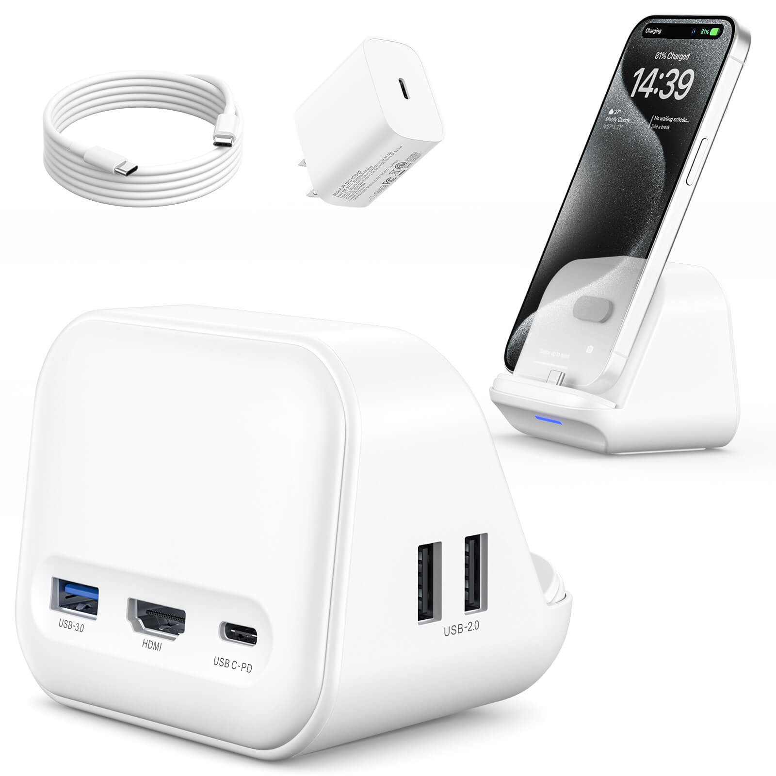 USB-C Docking Station with Phone Holder#style_hb0502