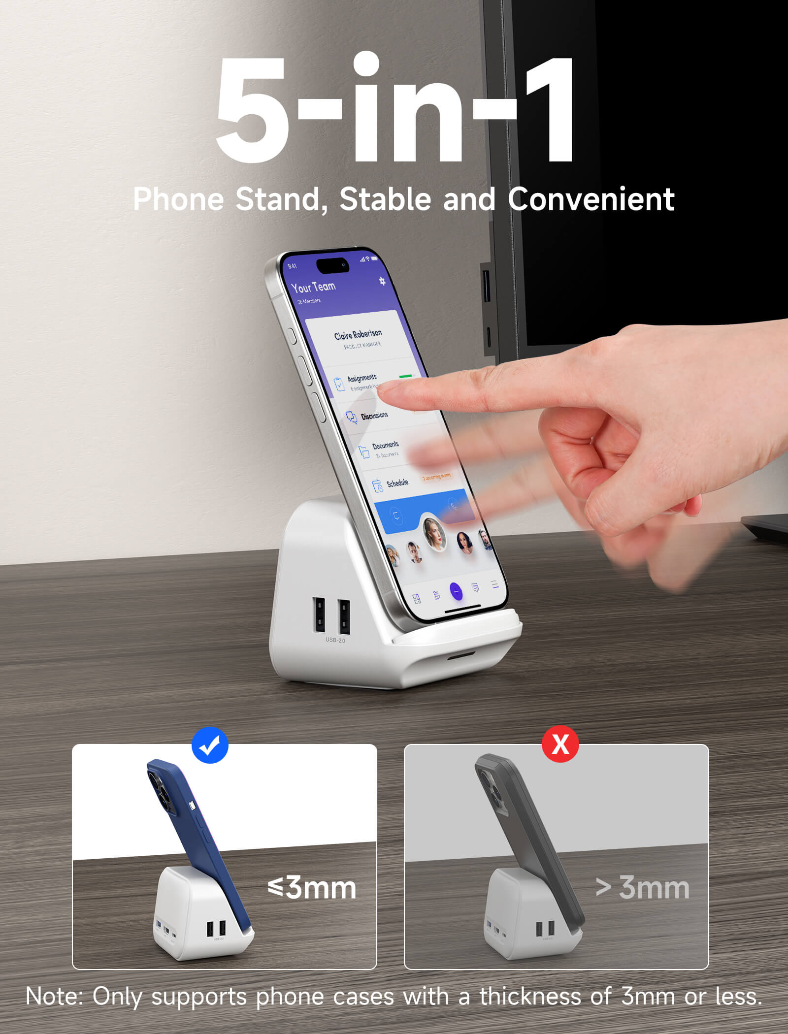 USB-C Docking Station with Phone Holder#style_hb0502