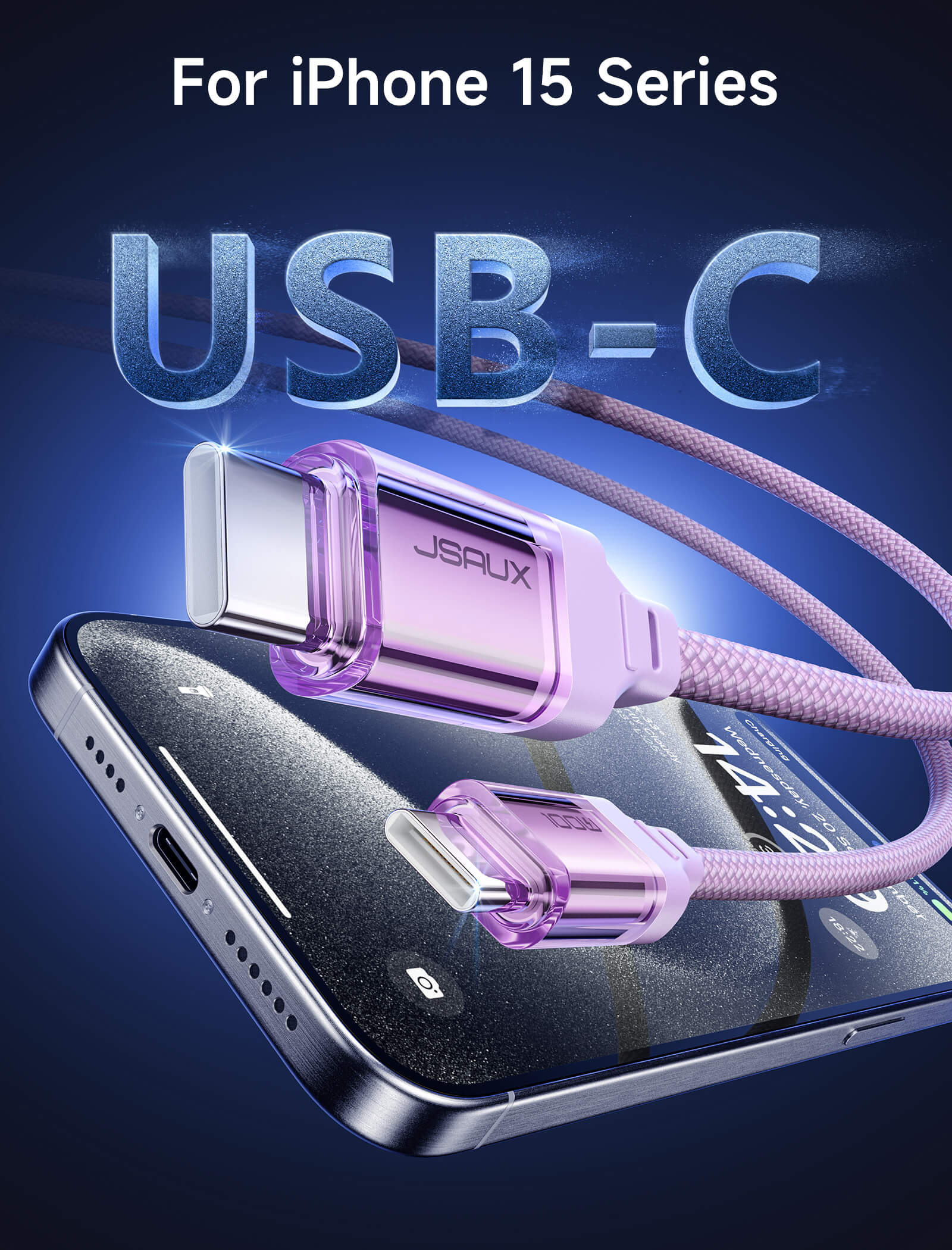 100W USB C to USB C Cable #color_purple