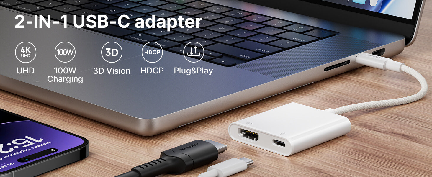 2-in-1 USB C to HDMI Adapter