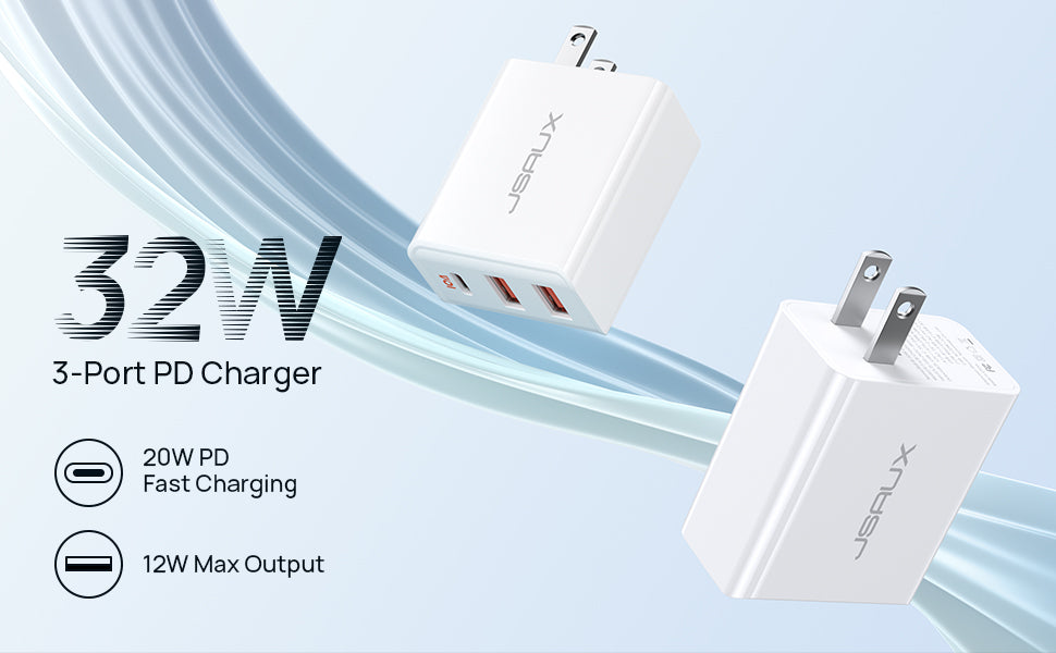 32W 3-Port USB-C Charger