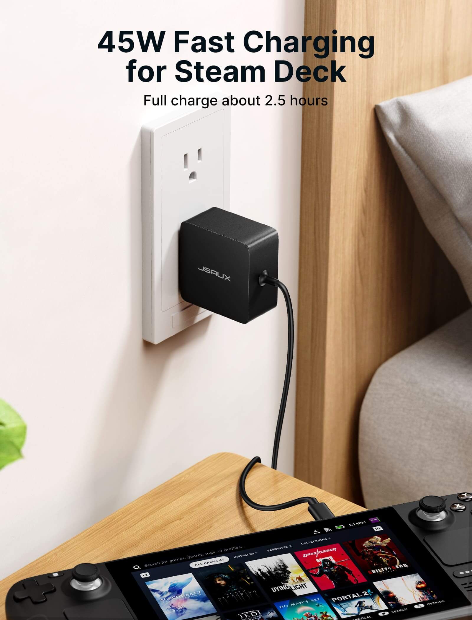 New AC DC Power Adapter W20-045N1B 45W EURO Plug For Steam Deck Chicony OEM