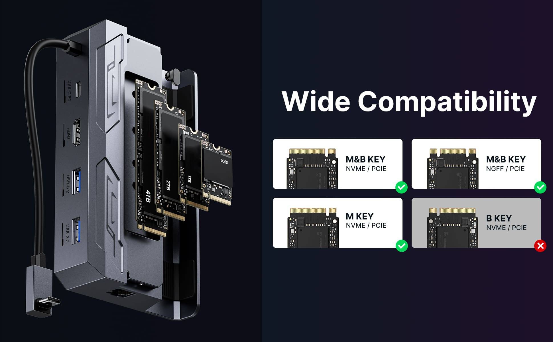 6-in-1 Docking Station with M.2 SSD Enclosure 6-in-1 Docking Station with M.2 SSD Enclosure