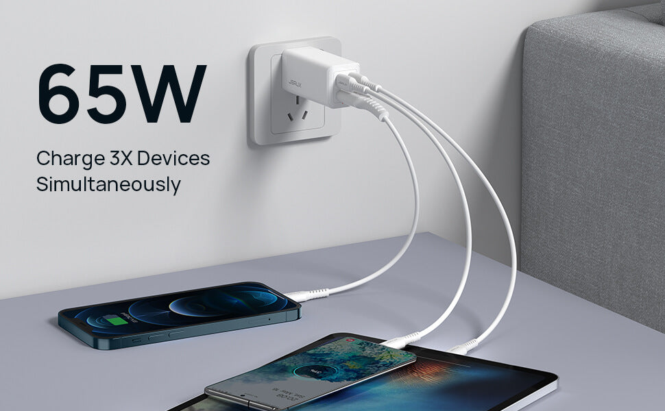 65W 3-Port USB-C Charger