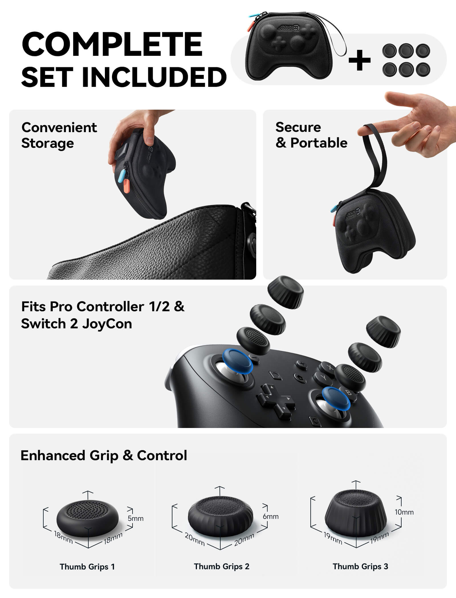 Controller Case for Switch Pro & Switch 2 Pro Controller | JSAUX