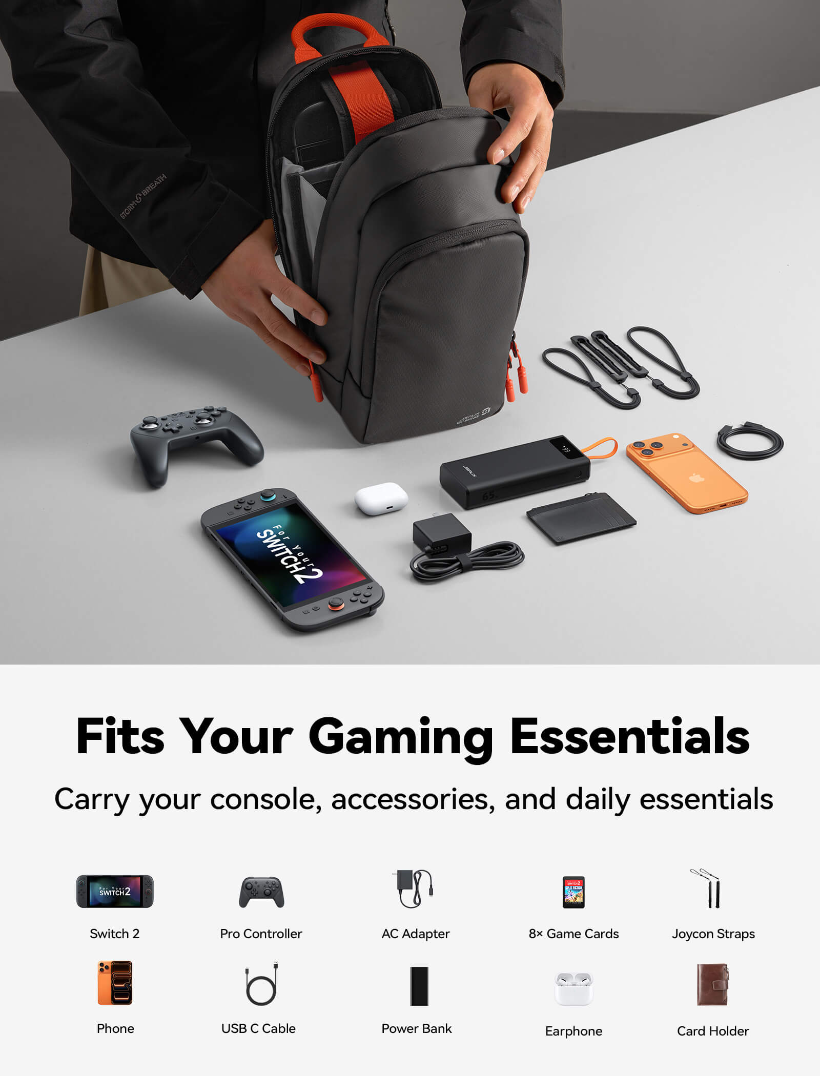 携帯ゲーム機用クロスボディスリングバッグ