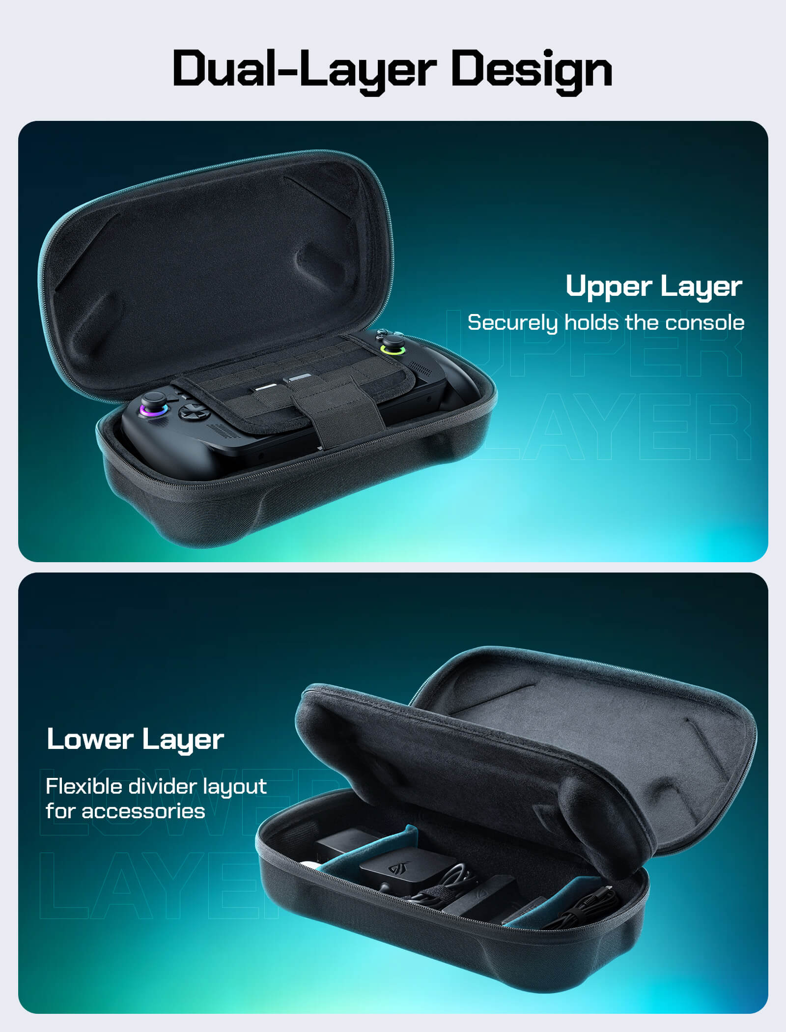 Double-decker Travel Case for ROG Xbox Ally X & ROG Xbox Ally