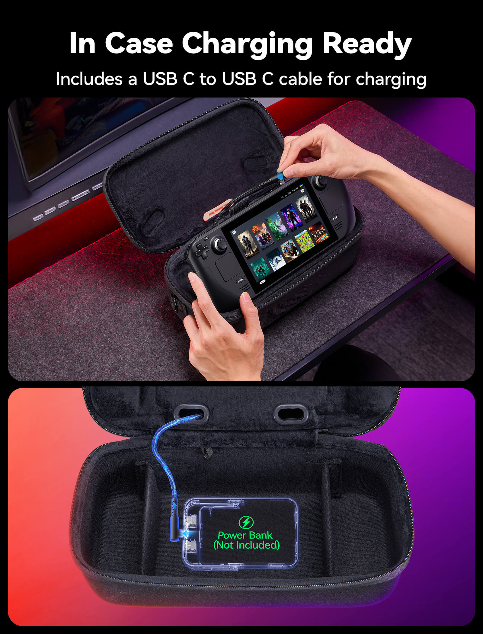 Double-Decker Travel Supply Case for Steam Deck LCD & OLED