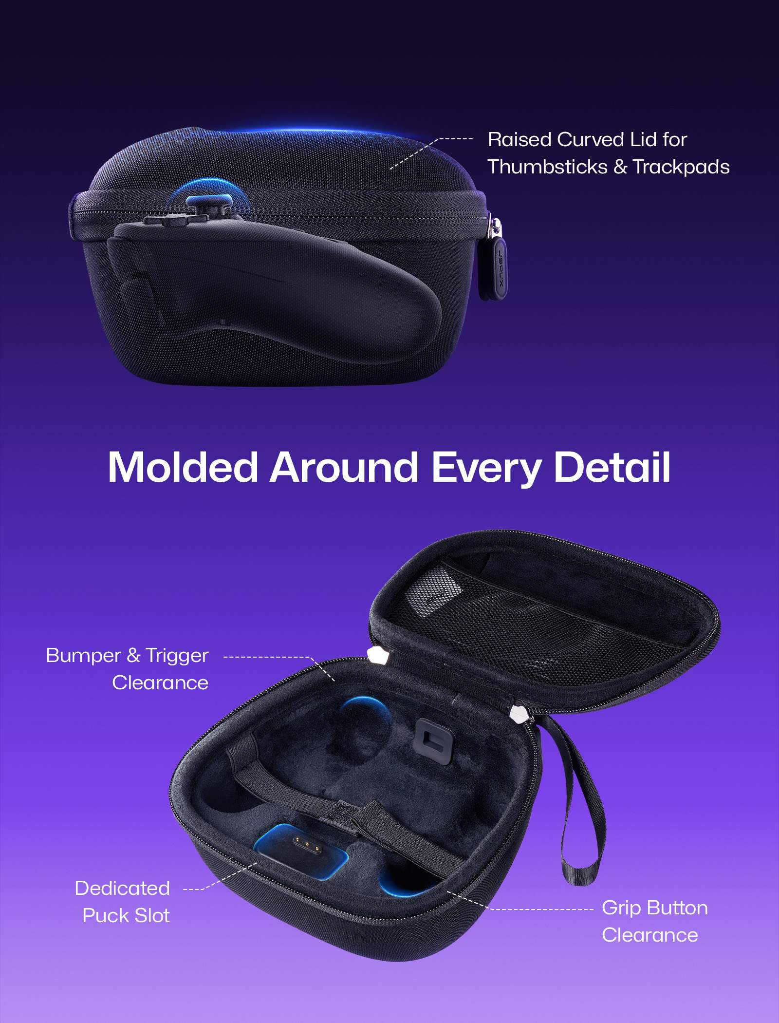 Steam Controller carrying case with molded interior and dedicated Puck slot