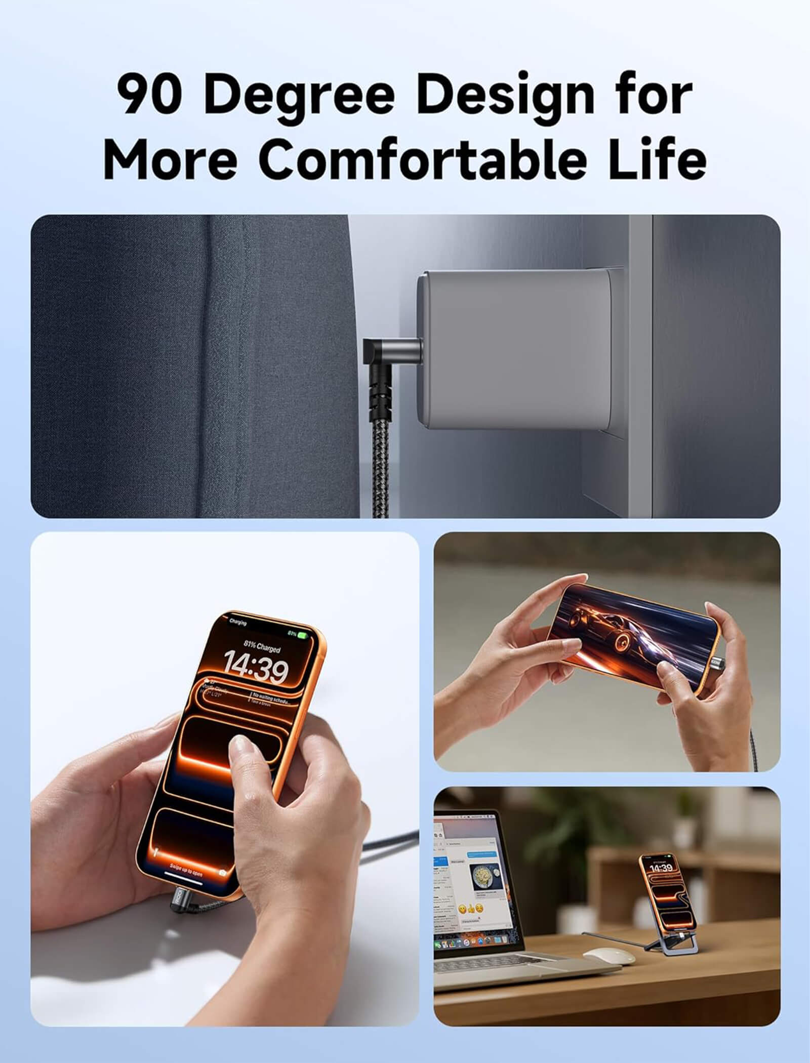 90° USB-C 直角充電ケーブル