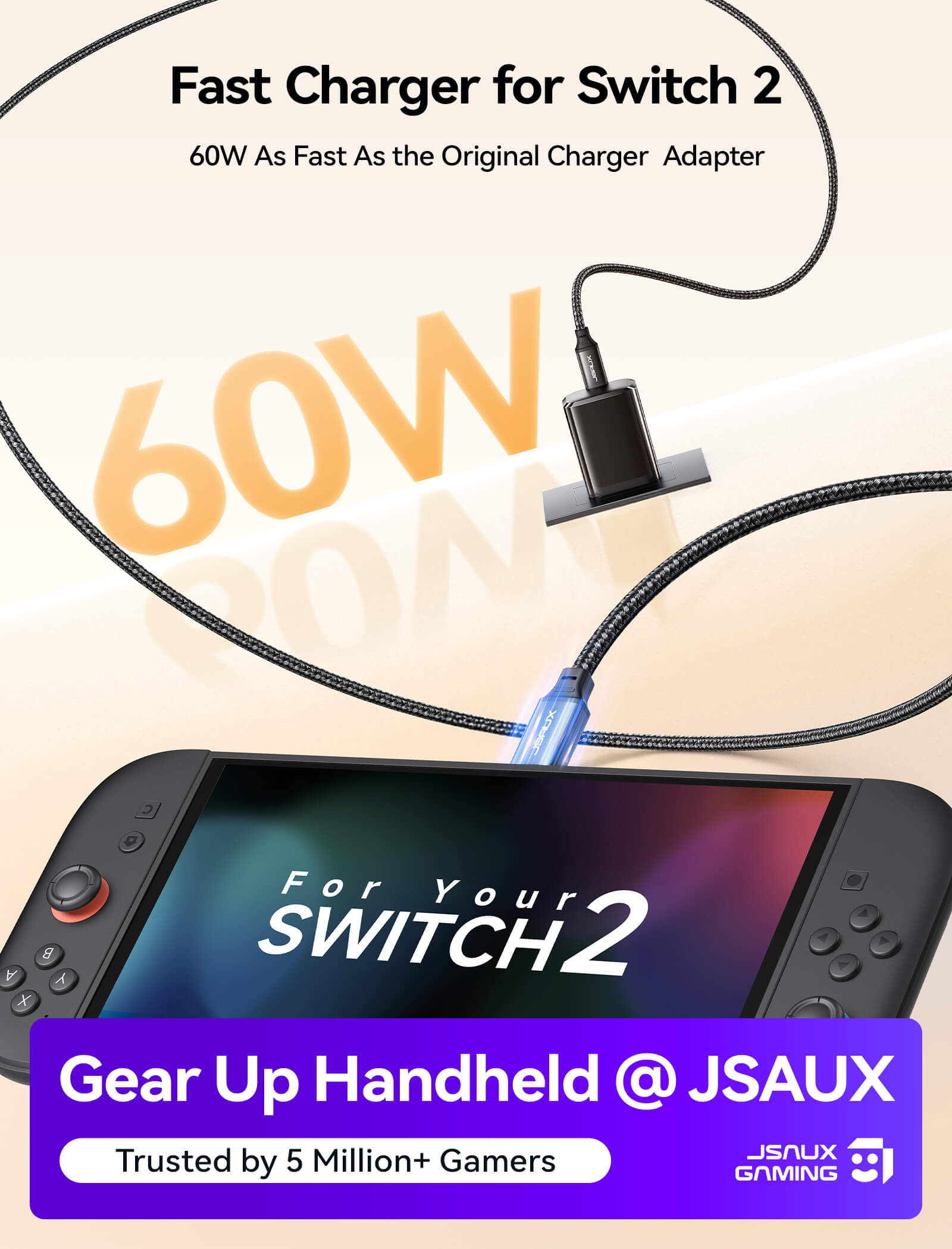 60W USB-C Charger for Switch 2