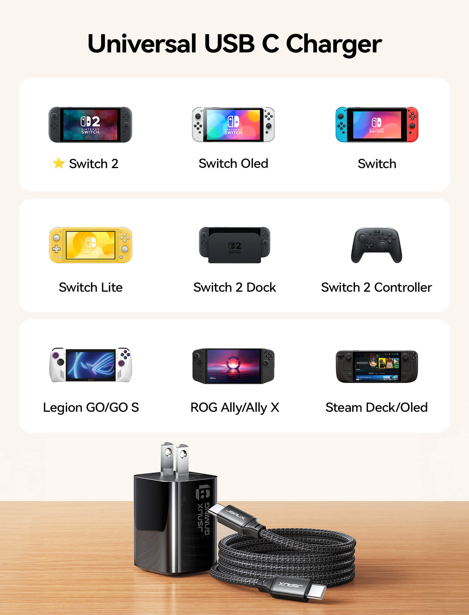 60W USB-C Charger for Switch 2