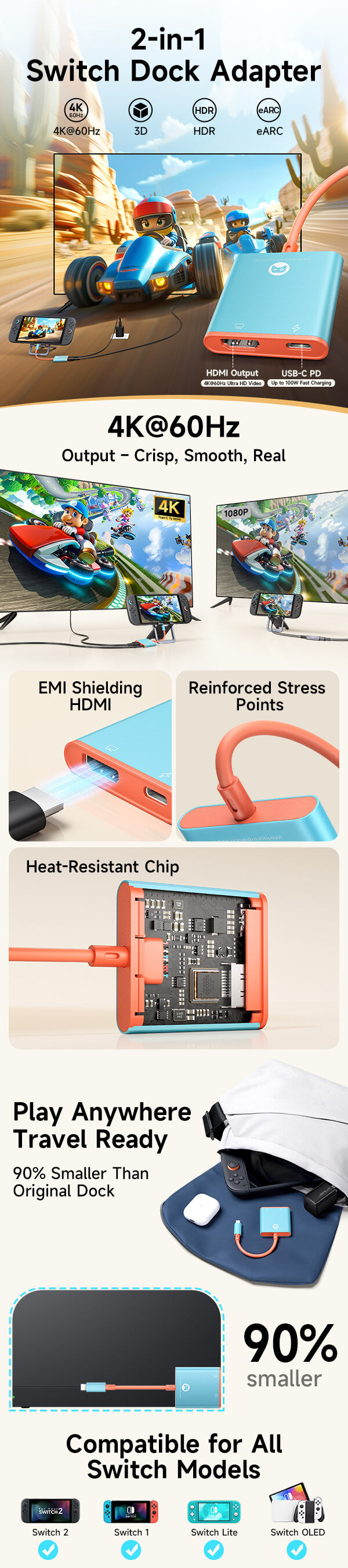 k*2様 Nintendo Switch 本体 青/オレンジ Switch 2 HDMI Adapter with 4K@60Hz & PD Charging | JSAUX