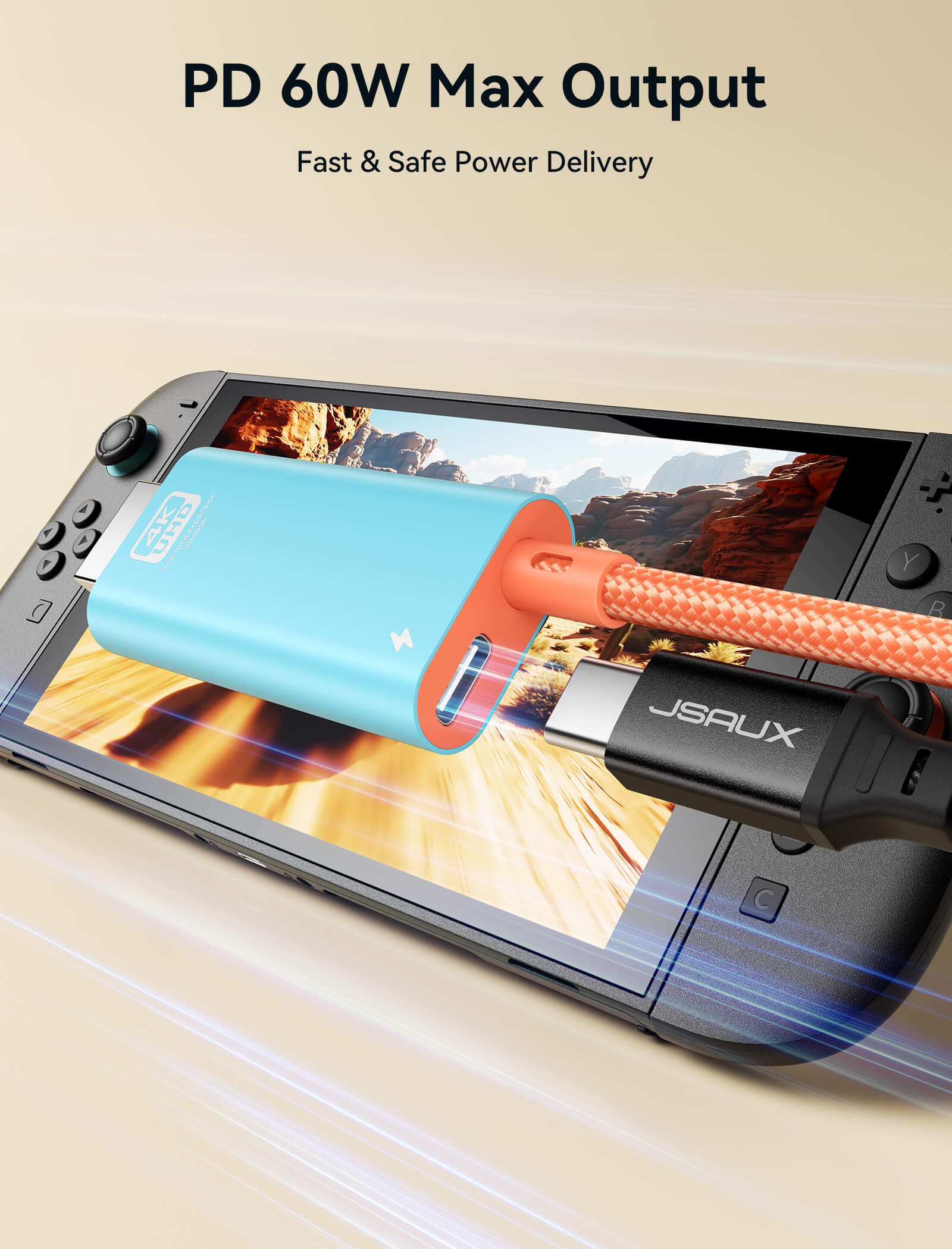 Switch 2 Dock Adapter with 4K@60Hz HDMI & PD | JSAUX