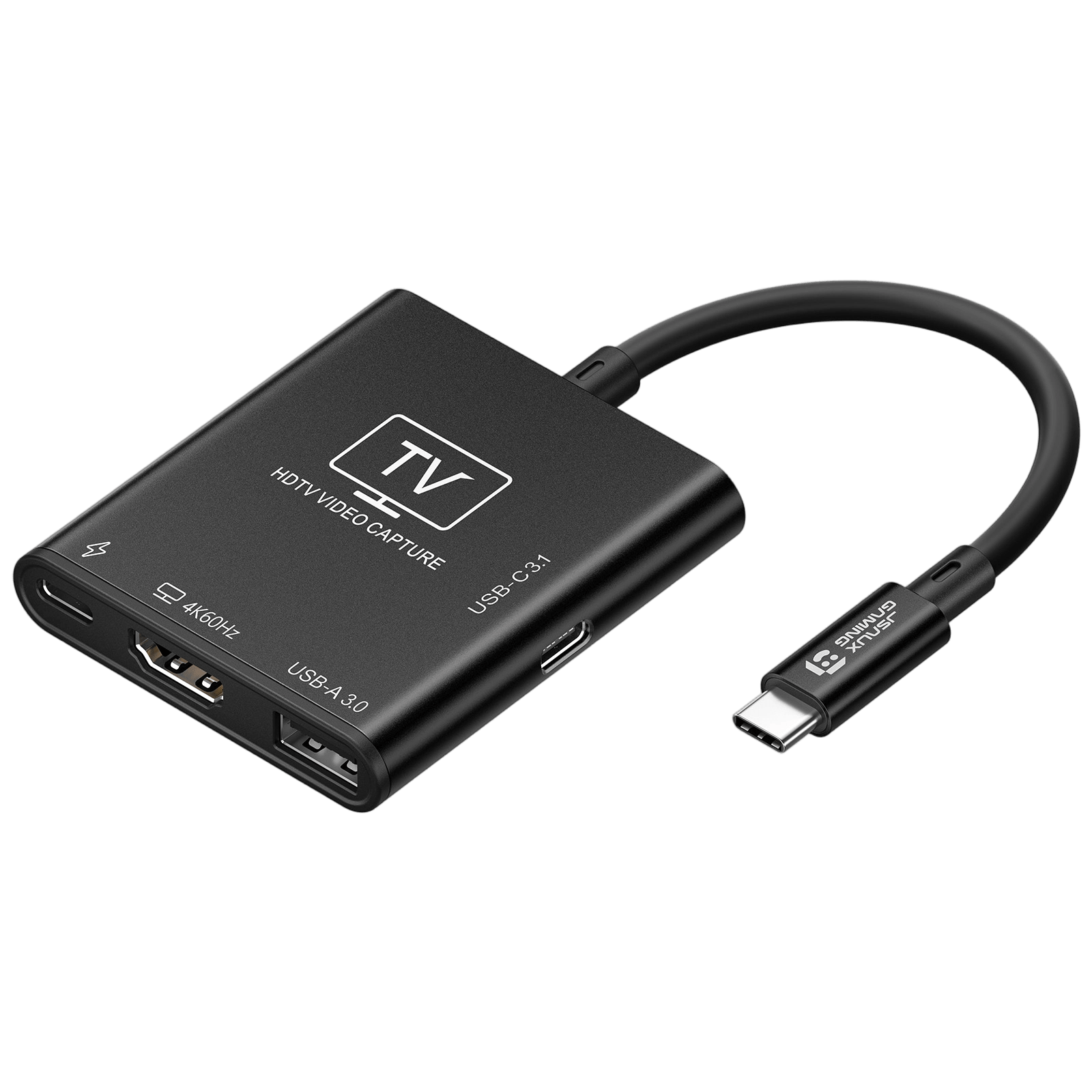 JSAUX USB 3.0 HDMI capture card with multiple input and output ports for gaming and streaming setups