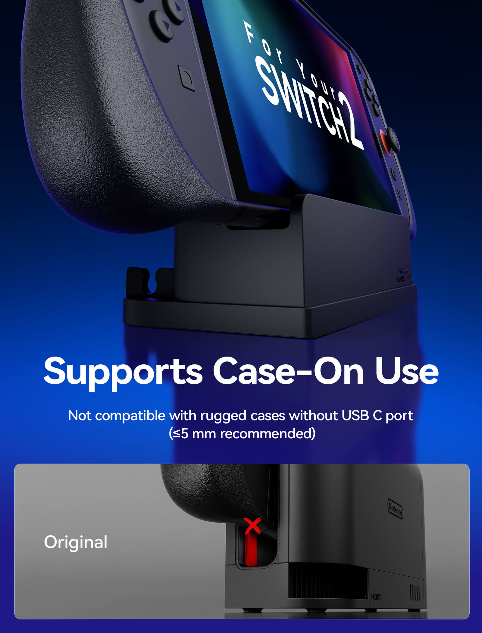 Switch 2 Dock Adapter Stand with 10Gbps USB-C & Charging | JSAUX