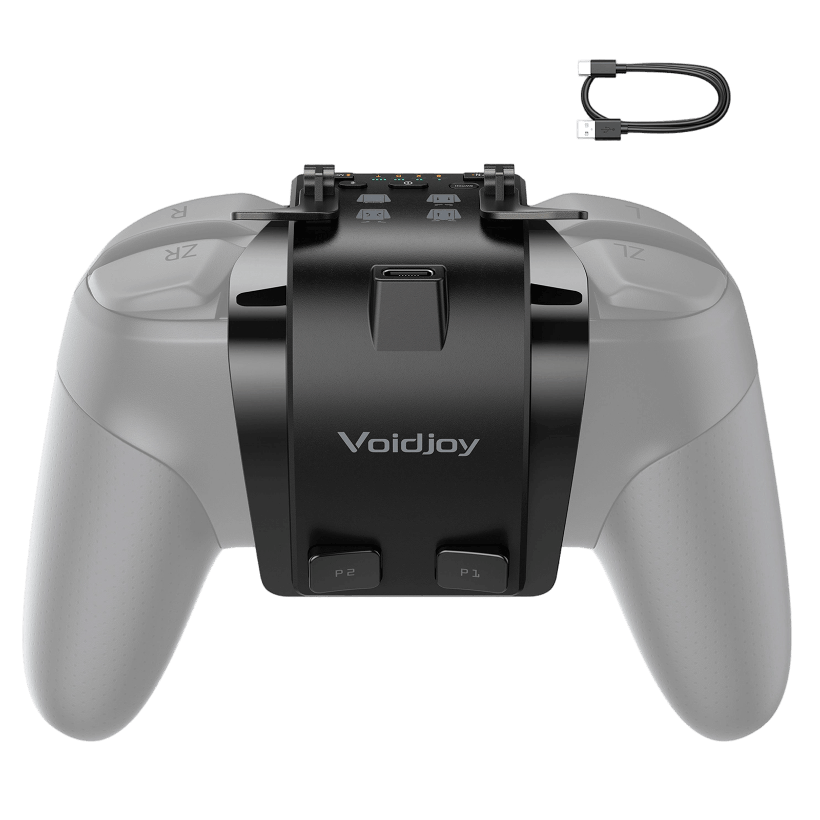 VOIDJOY Elite Extender for Switch Pro Controller hero image with back buttons and extra shoulder triggers