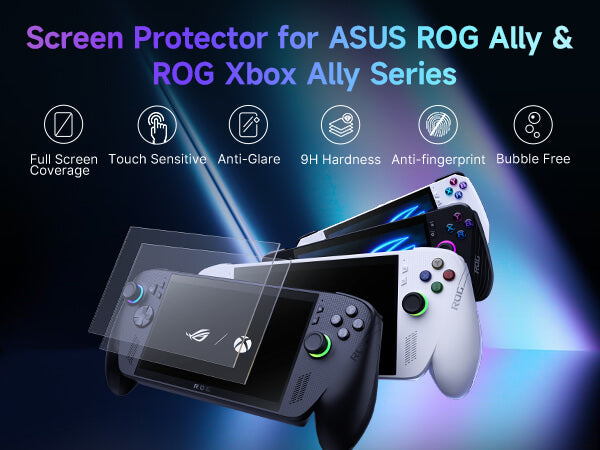 ASUS ROG Ally 用 ガラスフィルム 2枚セット ゲーム機 Anti-Glare Screen Protector for ROG Ally & ROG Xbox Ally | 9H Glass