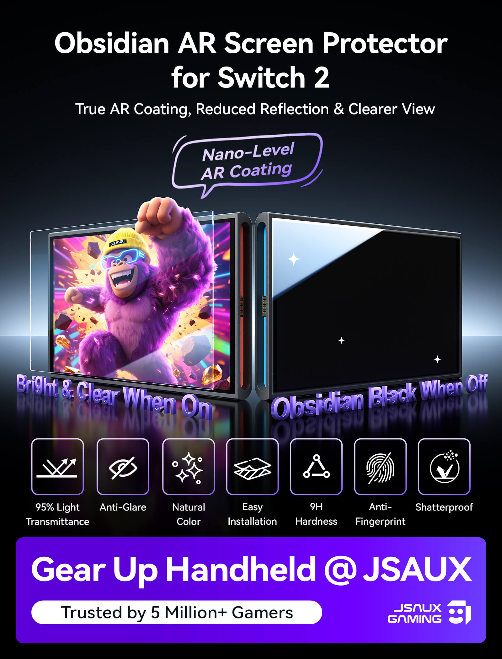 Obsidian AR Screen Protector for Switch 2