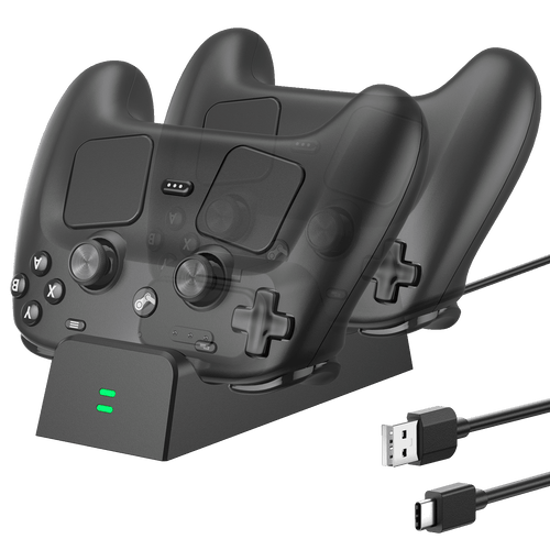 JSAUX Dual Energy Station charging dock for Steam Controller, dual controller charger with LED indicators and USB-C cable