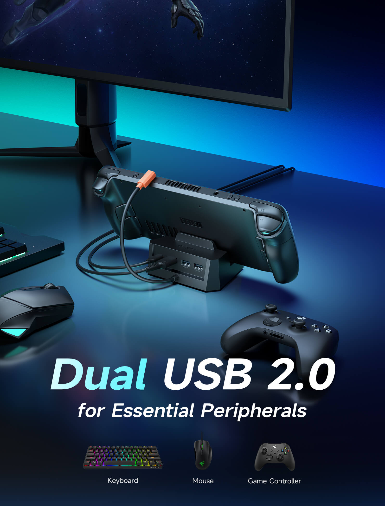 适用于掌上游戏机的五合一扩展坞