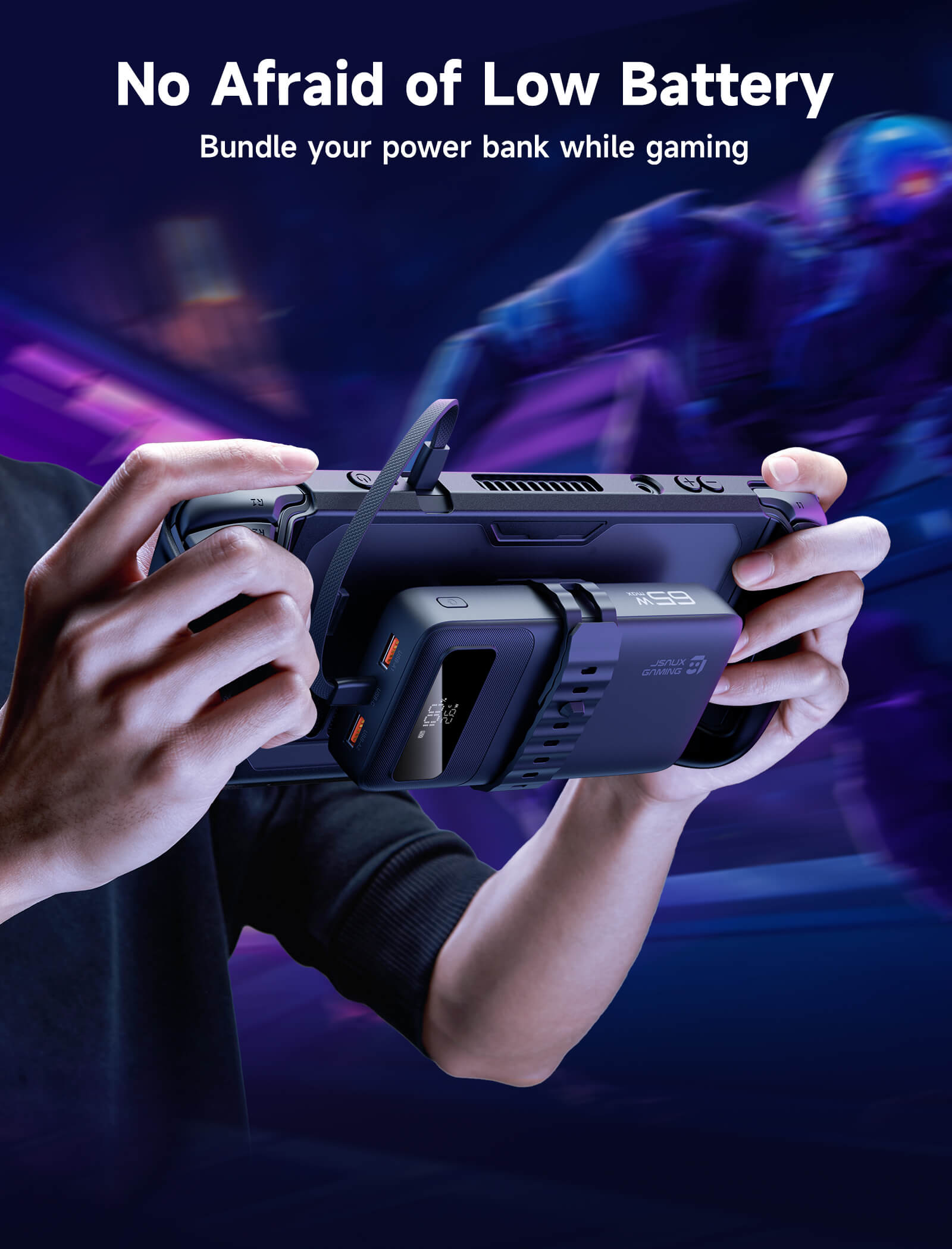 Handheld gaming with Steam Deck ModCase power bank kit attached #choose your extra_ultimate kit