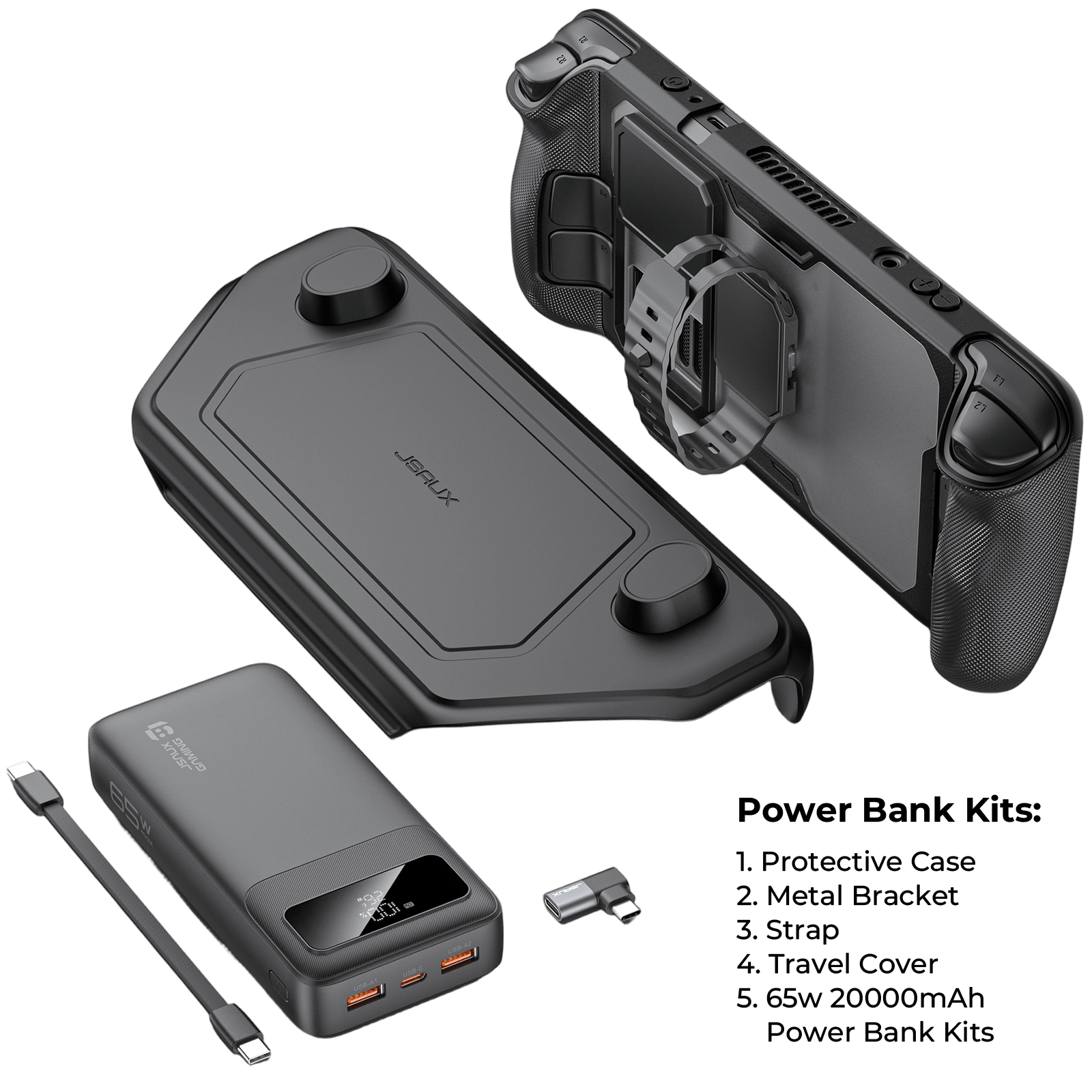Steam Deck ModCase power bank kit with travel cover and 65W battery pack #choose your extra_power bank kit