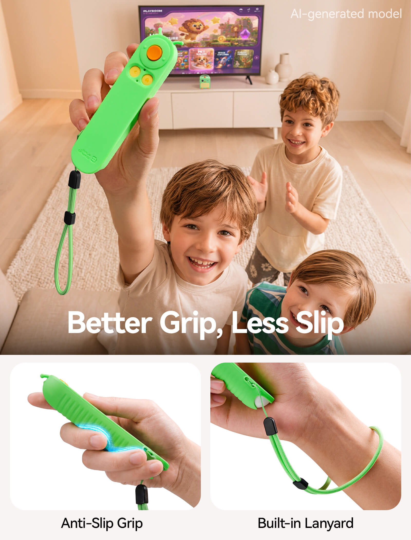 Better grip and wrist strap graphic for Nex Playground remote cover