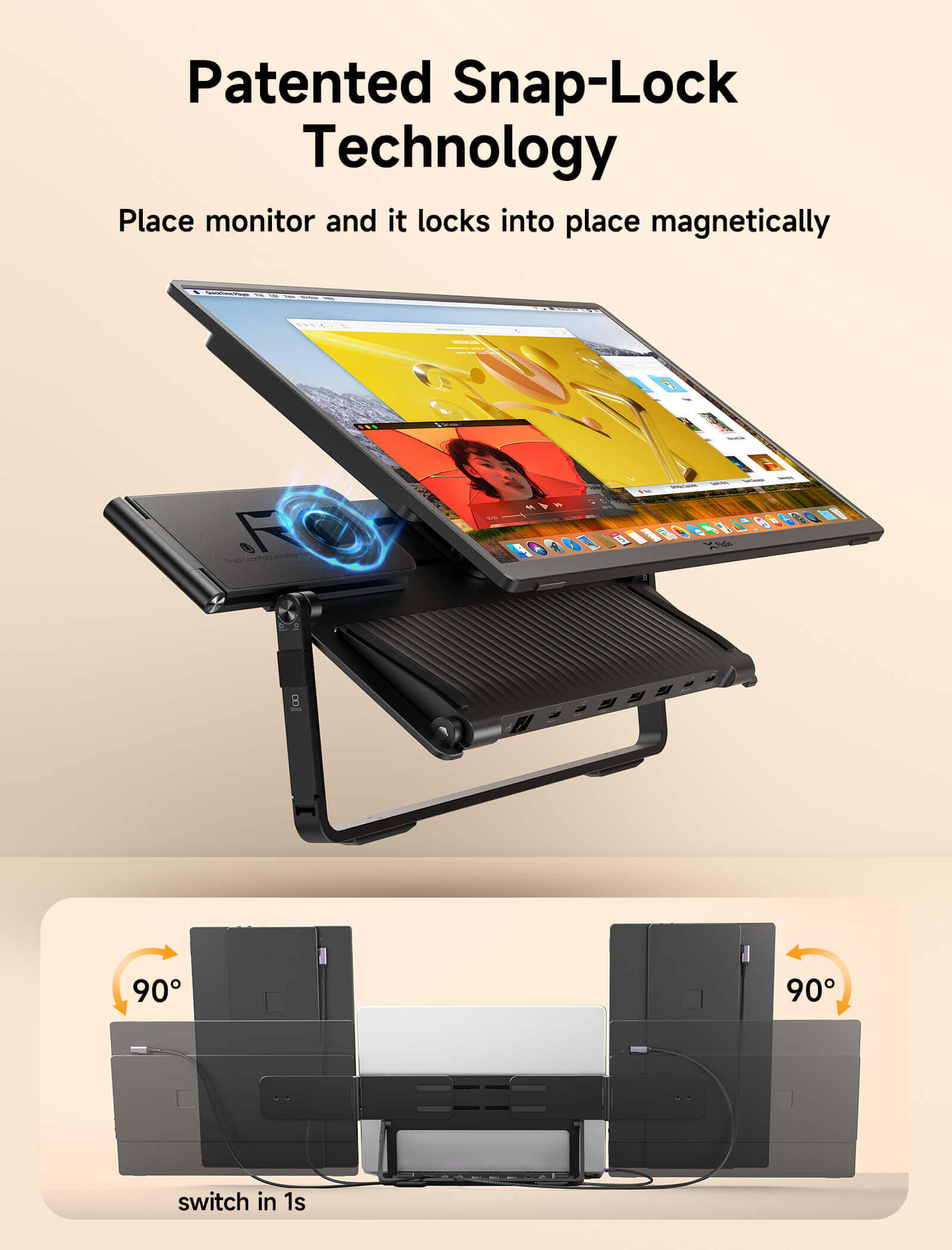 Portable Triple Monitor with Snap-Lock System | FlipGo Horizon