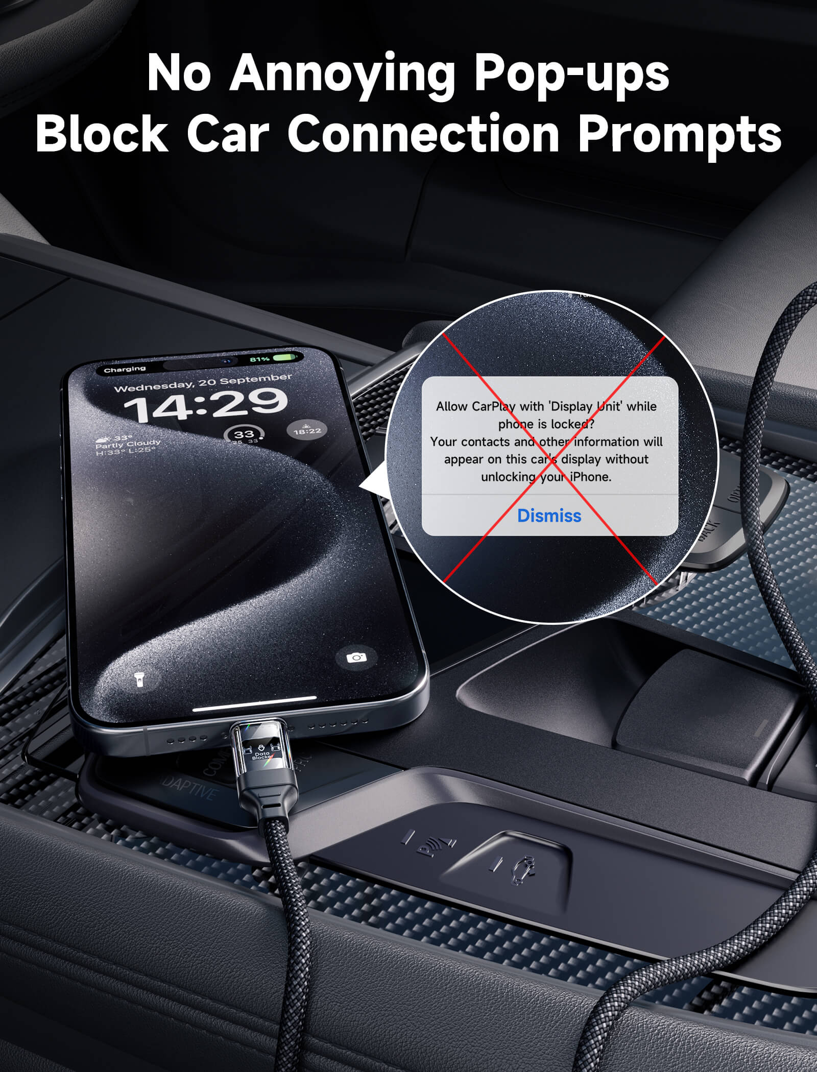 Transparent USB-C to USB-A Data Blocker