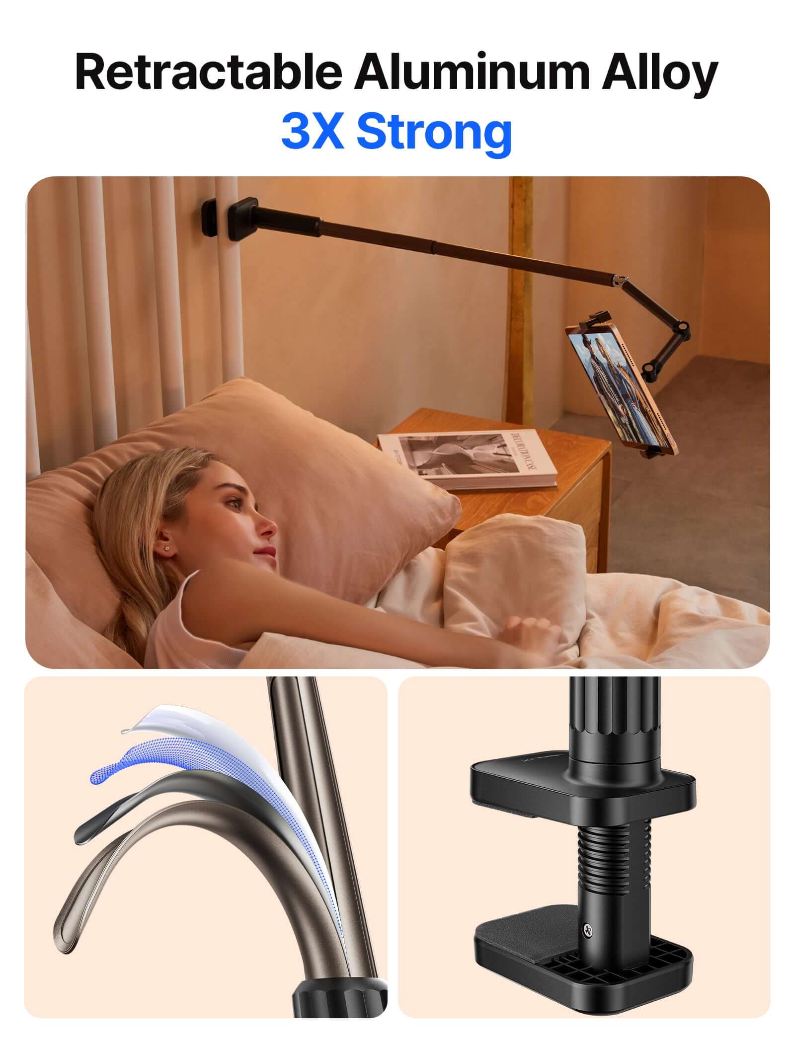 flexible_lazy_long_arm_holder_hands_free_black#style_for steam deck & ipad & iphone (4 parts)