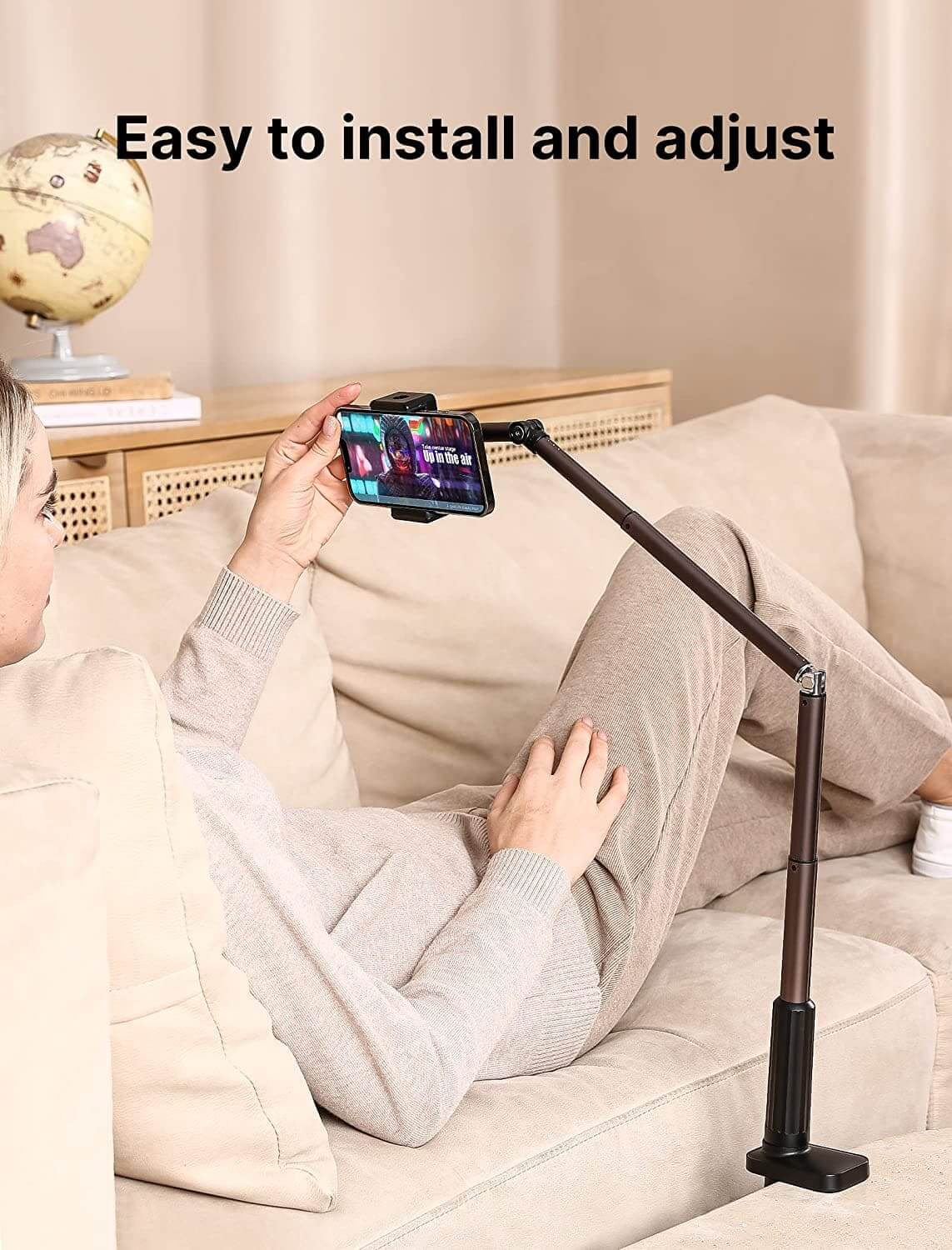 flexible_lazy_long_arm_phone_holder_hands_free_black#style_for iphone (5 parts)