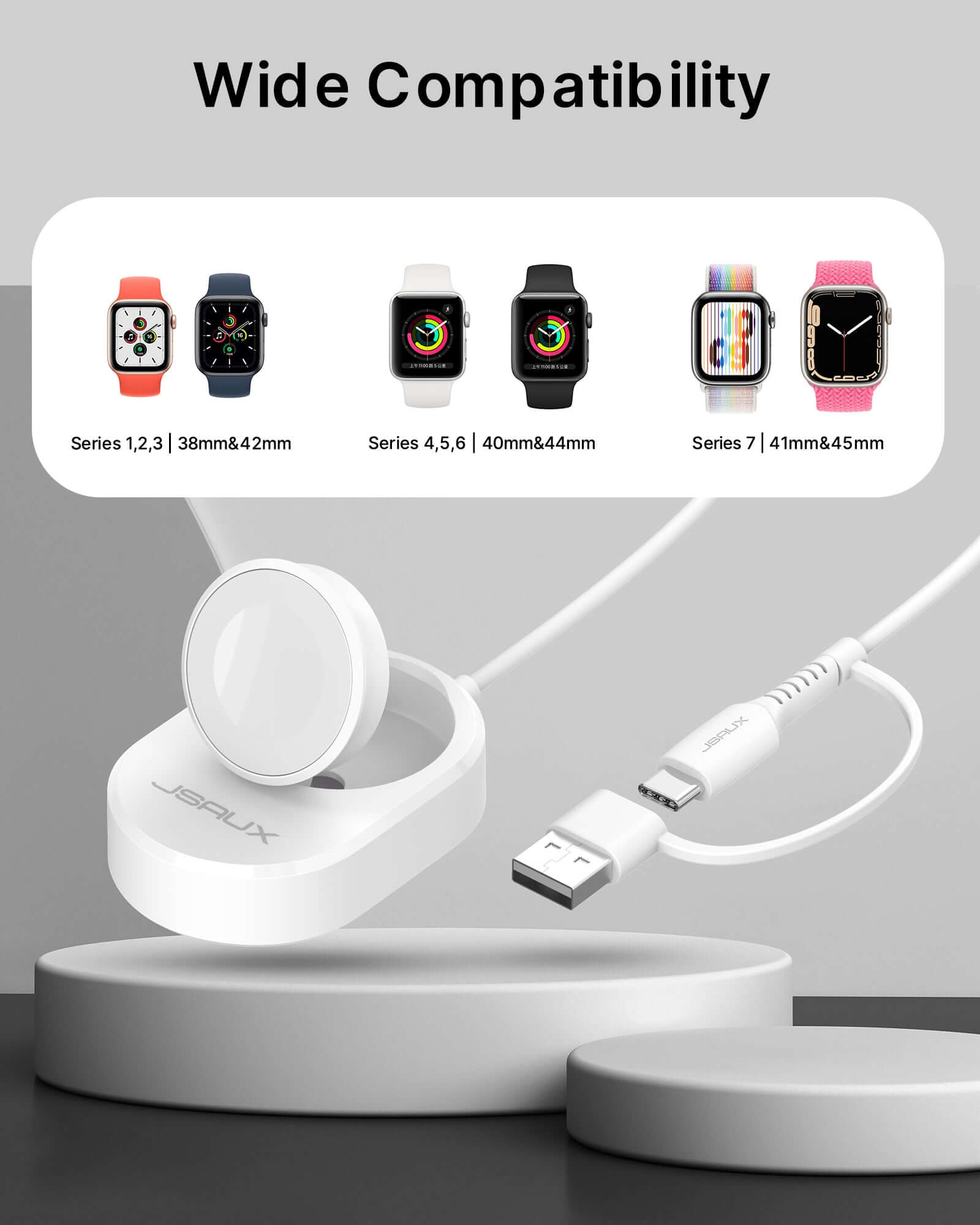 Câble de charge de chargeur Apple Watch certifié Mfi Séries 1 à 6 et se