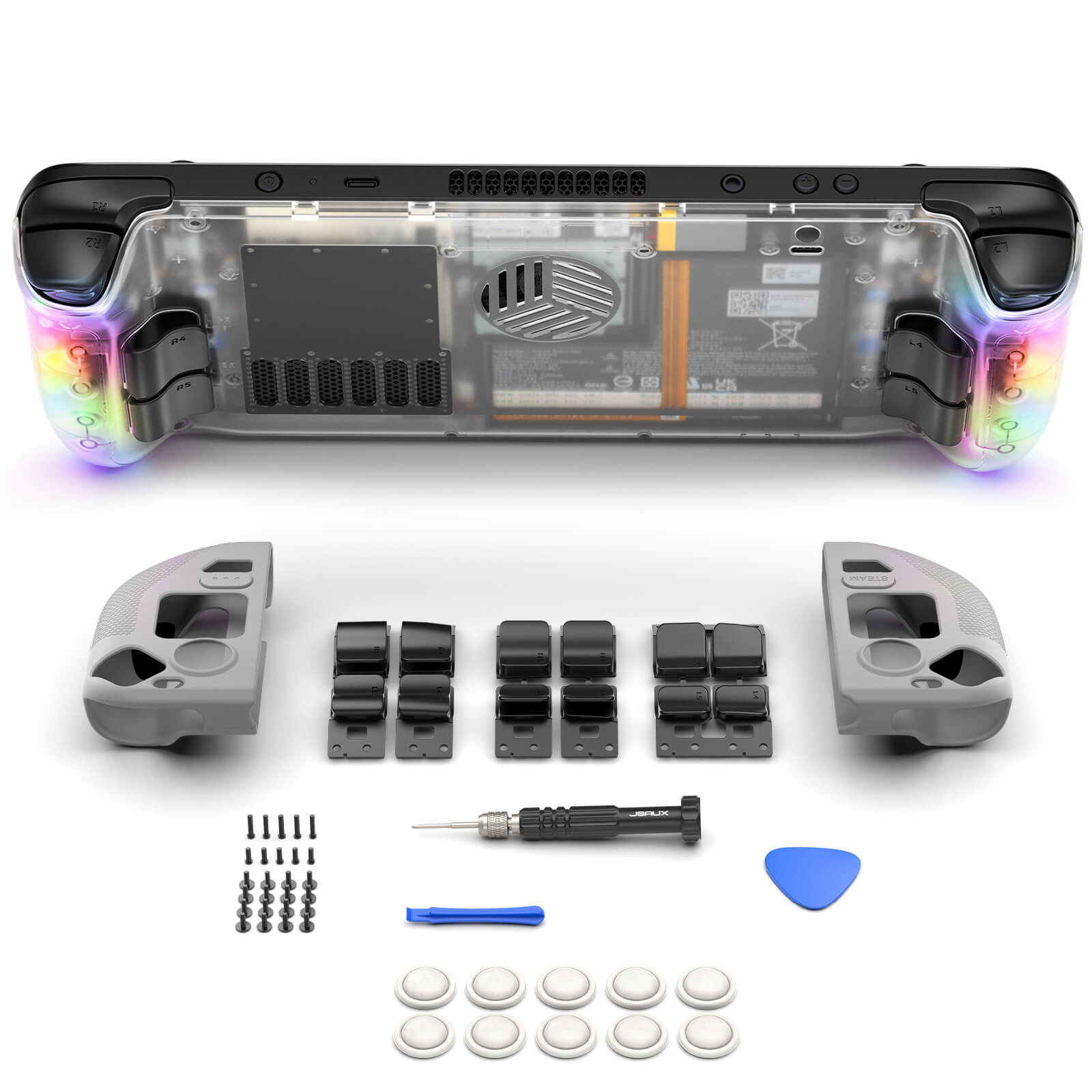 Transparent Back Plate for Steam Deck RGB & Vents