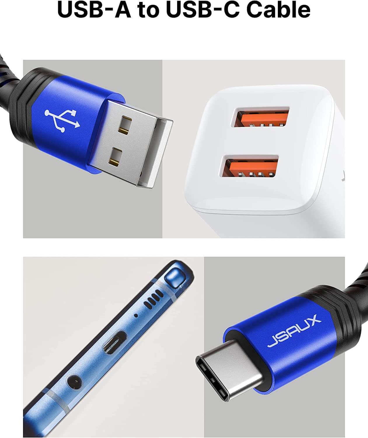 USB-A to C 3A Fast Charging Cable#color_blue