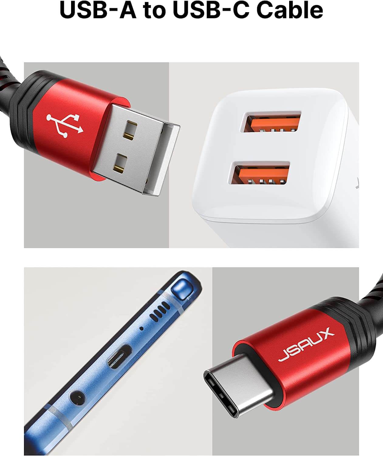 USB-A to C 3A Fast Charging Cable#color_red