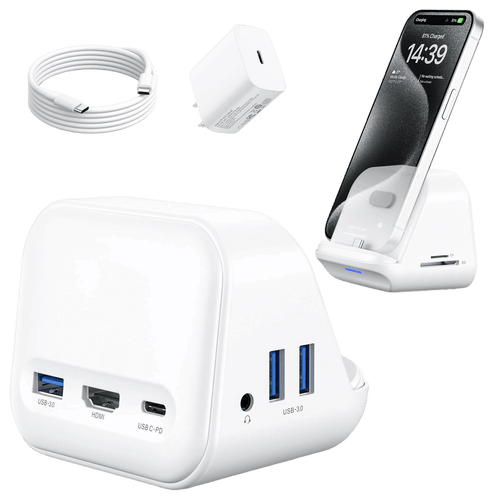 USB-C Docking Station with Phone Holder