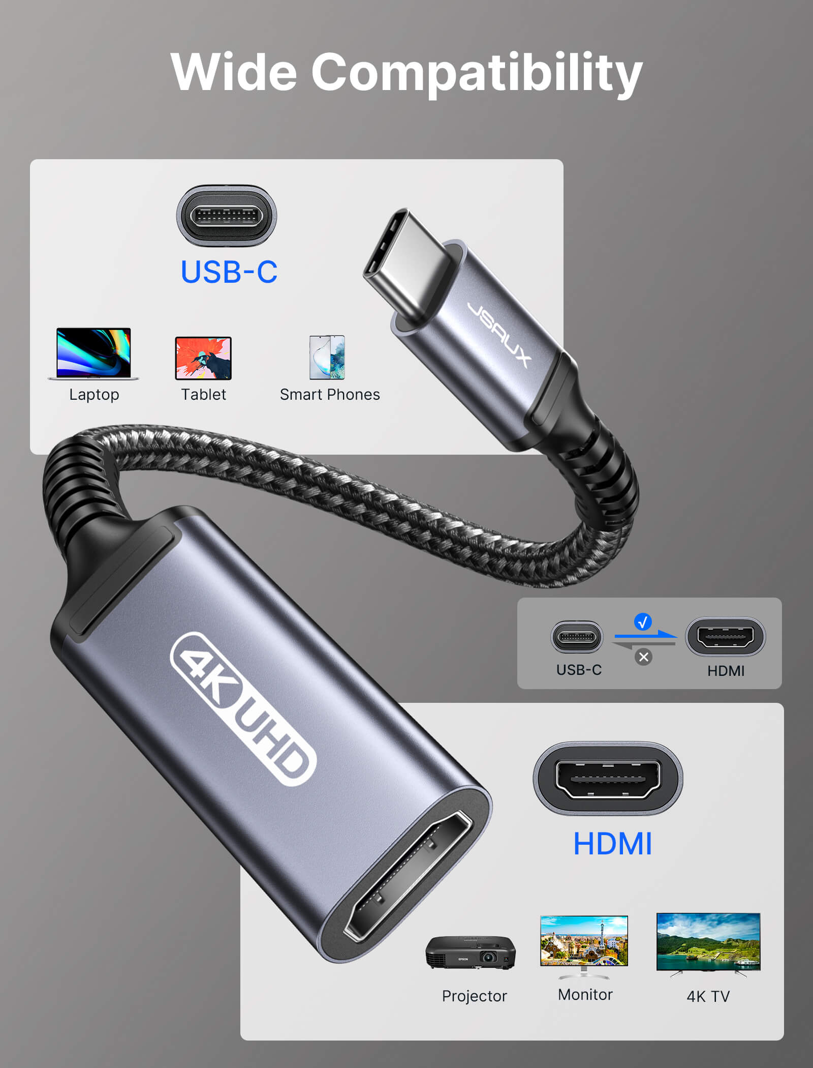 4K USB-C to HDMI Cable 2K@144Hz#style_grey