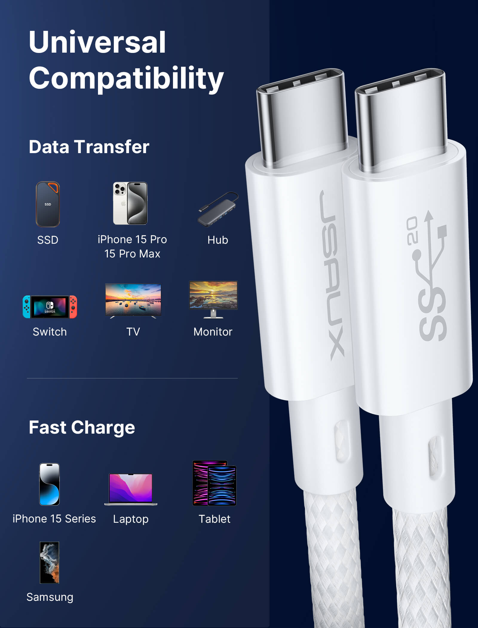 USB C to USB C 3.2 Gen 2 Cable
